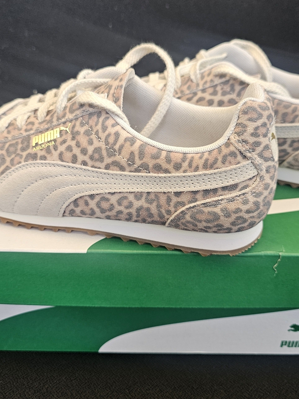 Puma Arizona Women's Leopard-Print Sneakers in Beige and White